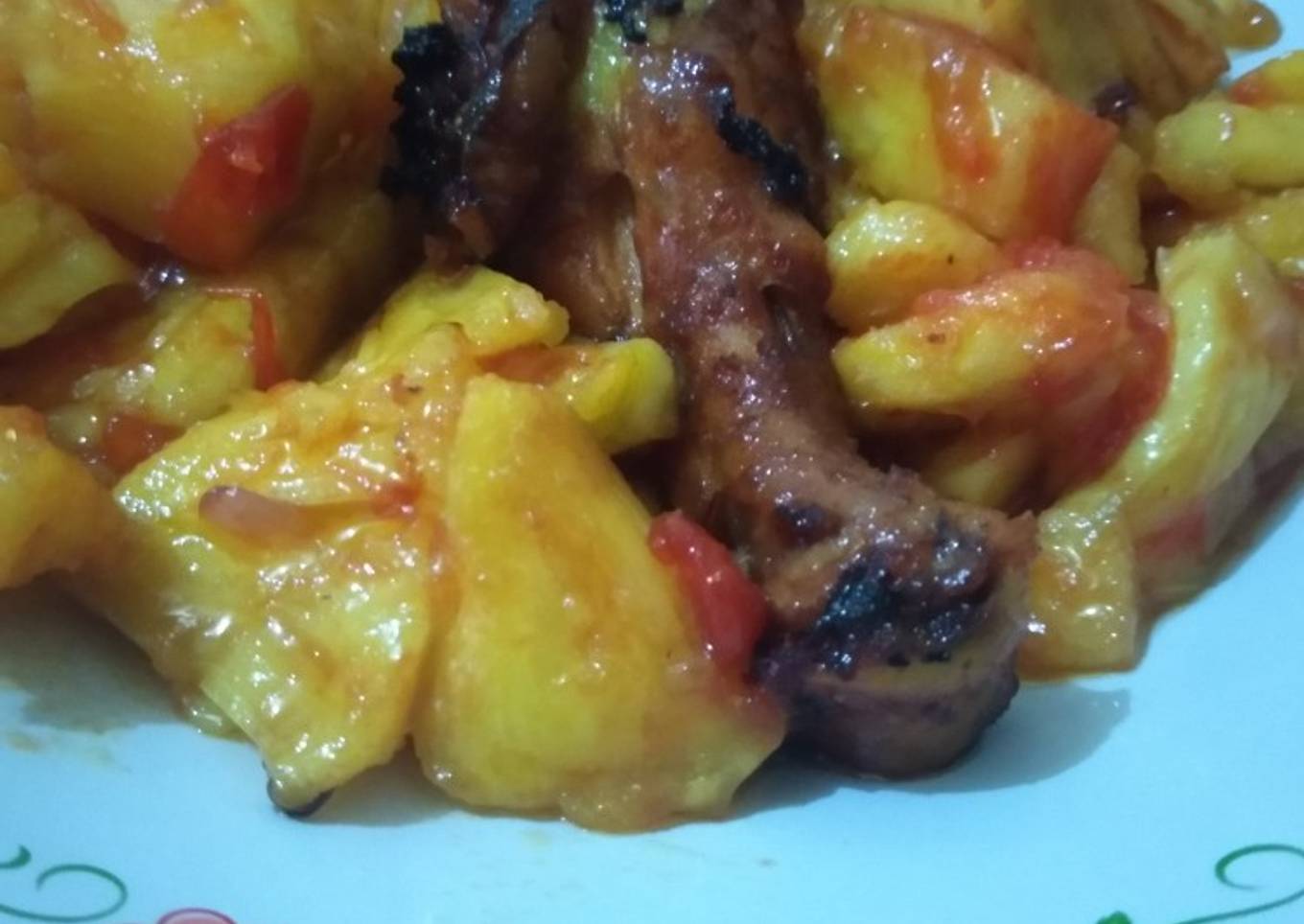 Ayam panggang teflon tumis nanas