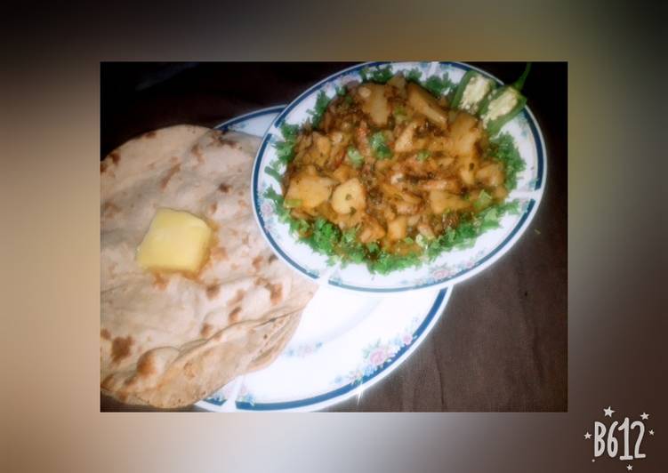 Aalu methi ka salan with chupri roti🥔🥦🌶