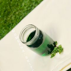 A picture of Homemade mint syrup.