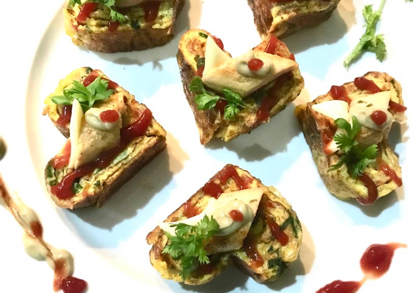 Heart shaped Korean rolled omlette canapé