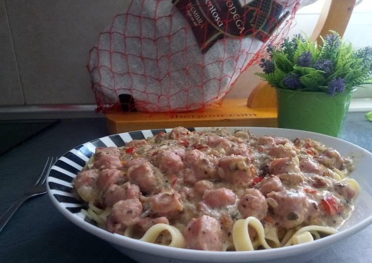 Salsa especial de longaniza y cerveza para pasta