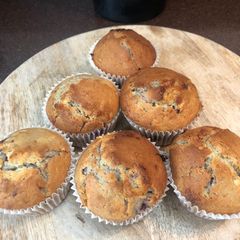 A picture of Raspberry & white chocolate muffins.
