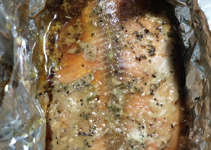 Recipe of Ultimate Baked brown sugar/soy sauce pink salmon fillets