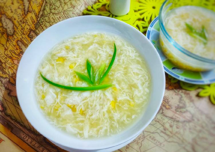 Recipe: Tasty Easy Corn Egg Drop Soup (ide menu MPASI 1+ Y.O.)