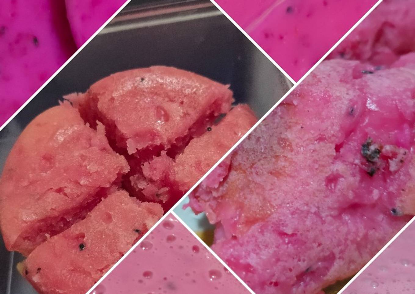Kue Buah Naga (2 versi: kukus dan panggang)