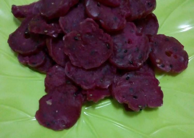 Langkah Mudah untuk Membuat Kerupuk magic purple(kerupuk buah naga) Anti Gagal
