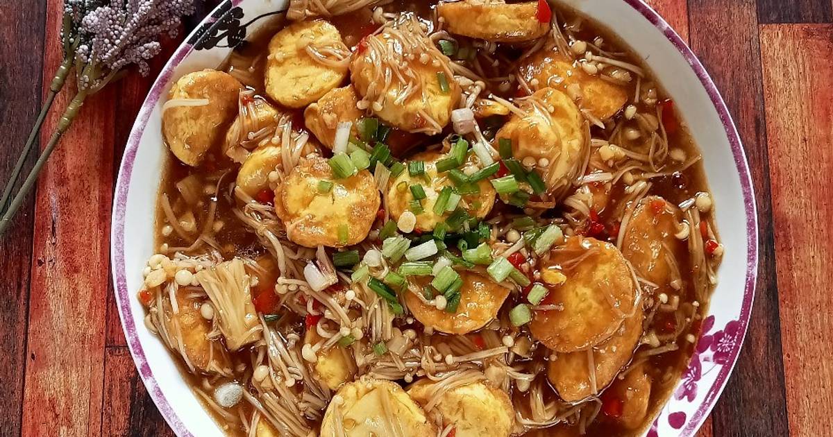Resep Braised Enoki Mushroom with Japanese Tofu oleh Nanik Cahyani