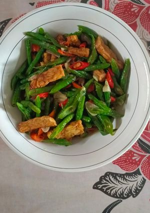 Foto resep Tumis kacang panjang dan tempe