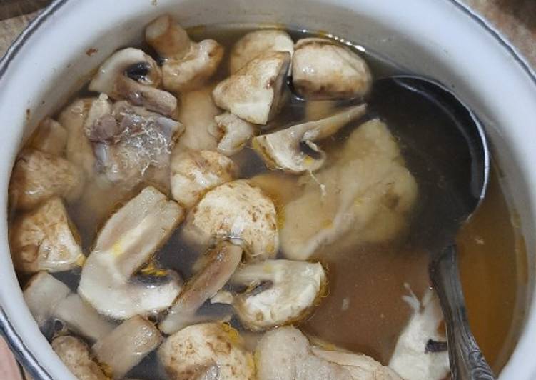 Resep Populer Sup ayam kampung dengan jamur kancing Enak Sempurna