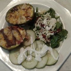 A picture of Low carb keto cheese and bacon avacado boats.