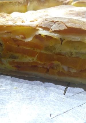 Una foto de Tarta de batata y berenjena
