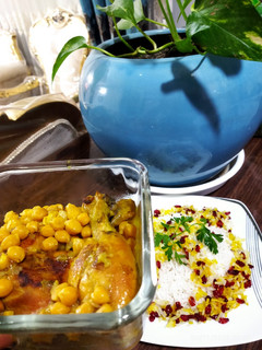 عکسی از دستور مرغ نخود آب دودی