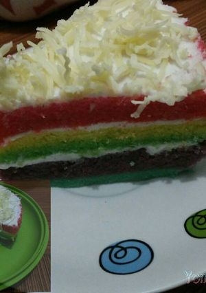 Foto resep Rainbow cake kukus ala mama qiyana