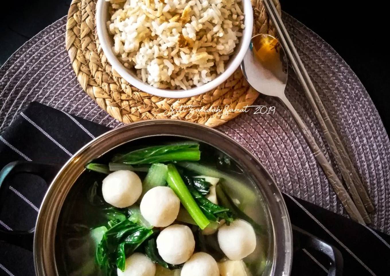 Sup bebola ikan sawi manis