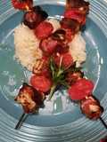 Prosciutto wrapped chicken kebabs
