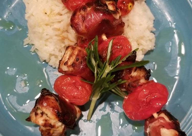 Prosciutto wrapped chicken kebabs