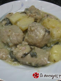 A picture of Pork stew with celery from Crete.