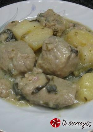 A picture of Pork stew with celery from Crete.