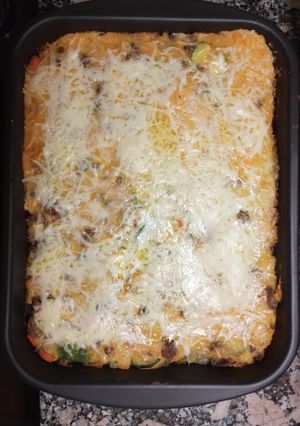Una foto de Pastel de papa, zapallo y batata mixto
