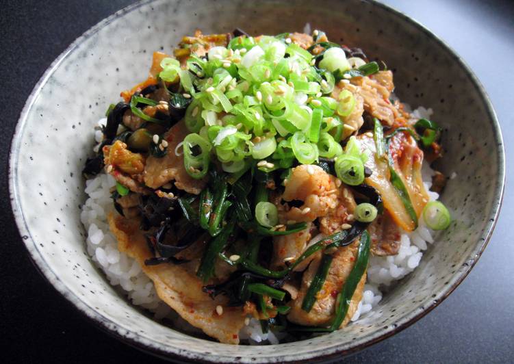 Simple Way to Make Homemade Pork &amp; Kimchi Rice Bowl