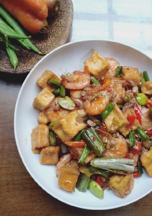 Foto resep Tumis tauco udang tahu pedas