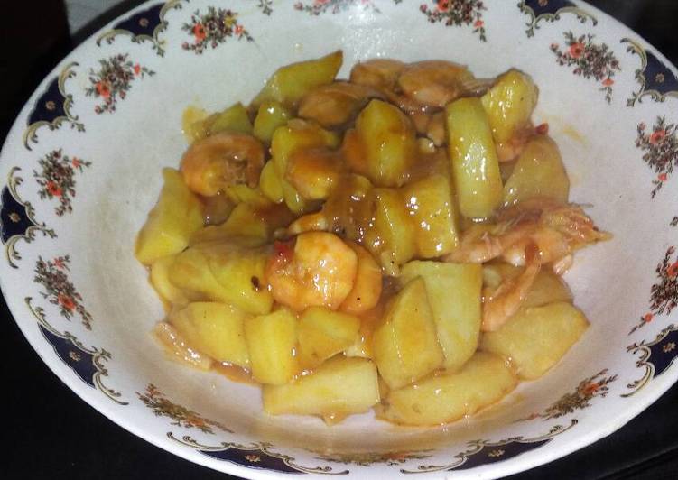 Langkah Menyiapkan Udang kentang asam manis, Enak Banget