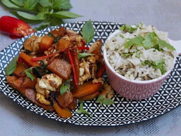 Easy Ways Prepare|Recipe} Stir fried thai pumpkin with egg, basil and chilli, Perfect