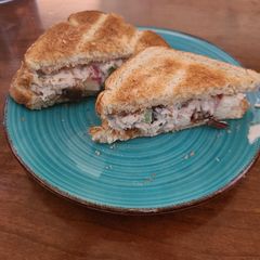 A picture of Turkey or chicken waldorf sandwiches.