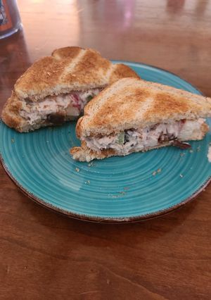 A picture of Turkey or chicken waldorf sandwiches.
