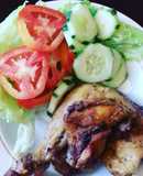 Pollo al horno con ensalada ligera