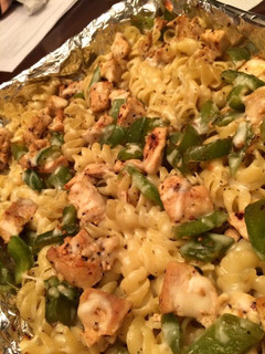 A picture of Parmesan Garlic Butter Chicken Pasta Bake.