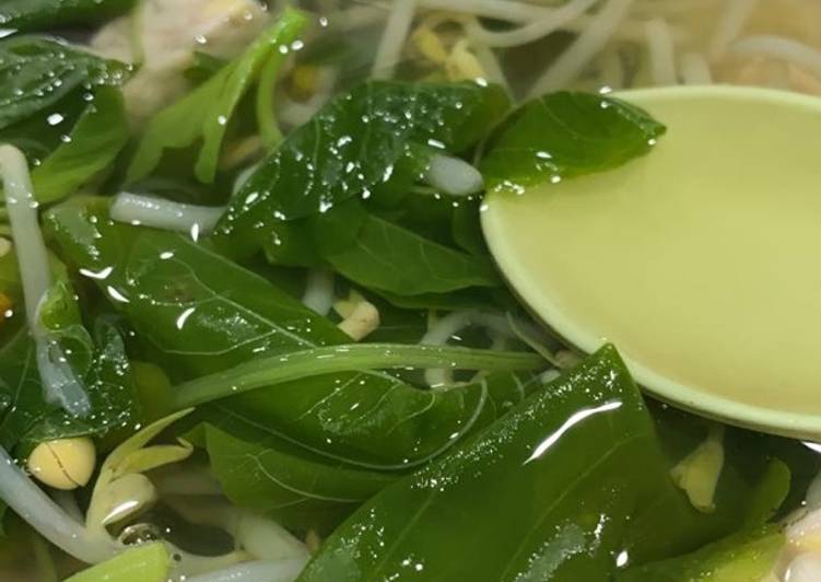 Sup bayam tauge tempe vegan