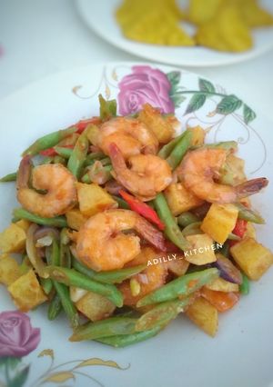 Foto resep Tumis buncis udang kentang pedas