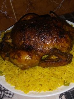 صورة لوصفة دجاج مشوي في الفرن مع رز