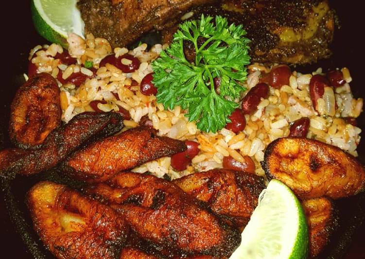 Simple Way to Make Delicious Mike&#39;s Jerk Chicken - Spicy Beans/Rice &amp; Fried Plantains