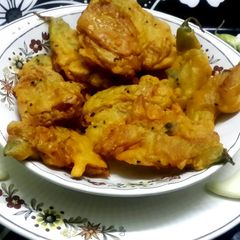 Bok Phool Bhaja/Agati Flowers Fritters A picture of Bok Phool Bhaja/Agati Flowers Fritters.