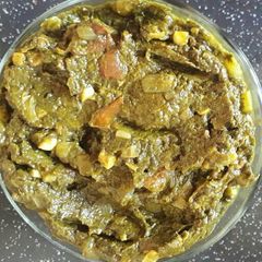 A picture of Sarso saag with Corn.