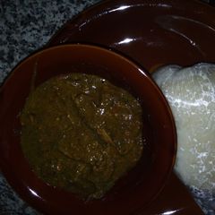 Dry okro with semo A picture of Dry okro with semo.