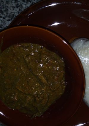 A picture of Dry okro with semo.