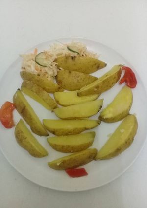 A picture of Boiled jacket potato wedges. #potatoescontest#.