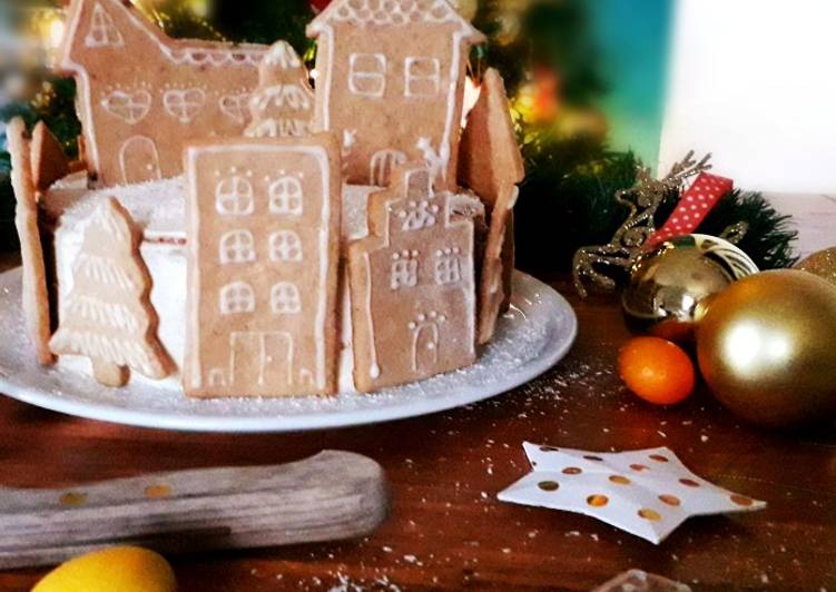 Gingerbread village cake
