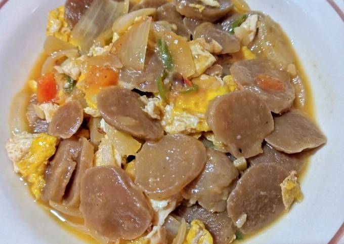 Resep Tumis Bakso Telur Saos Barbeque Yang Simple Oleh Feby Dera