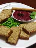 Sesame Chicken Toast with Beetroot-star anise dip
