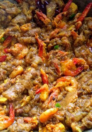 কচু শাক উইথ প্রণ(kachu sak with prawn recipe in Bengali) রেসিপির প্রধান ছবি