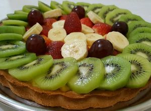 صورة لوصفة تارت بالكاسترد والفواكة 🍌🍓🍇🍒🍑🍐🍍