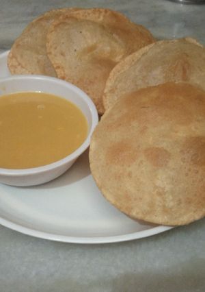 A picture of Aamras poori.