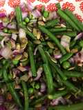 Warm green beans, peas and tarragon salad - vegan