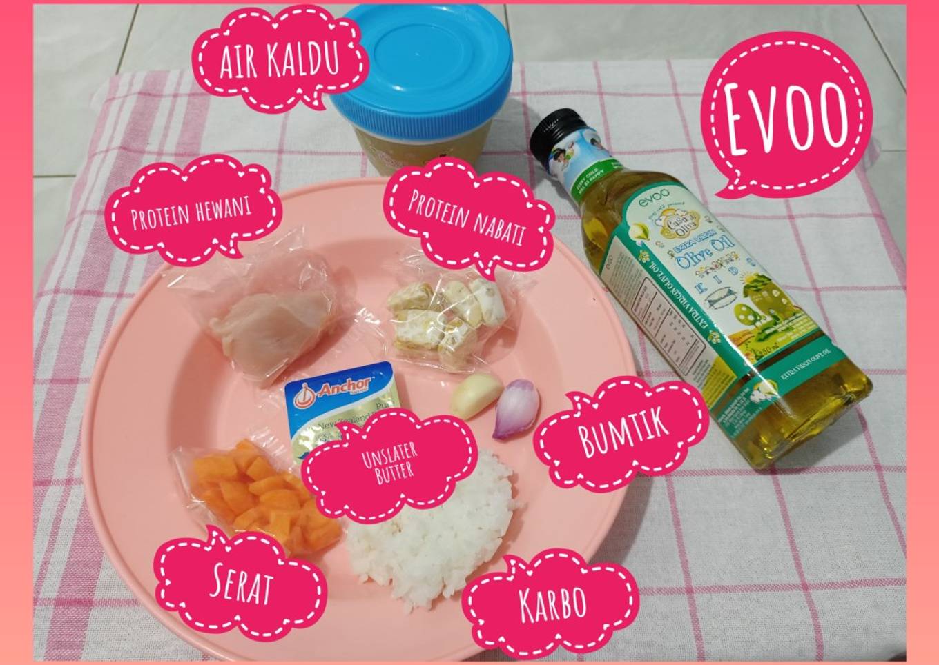 MPASI 6 BULAN (BUBUR AYAM WORTEL) Menu Lengkap 4 bintang ⭐