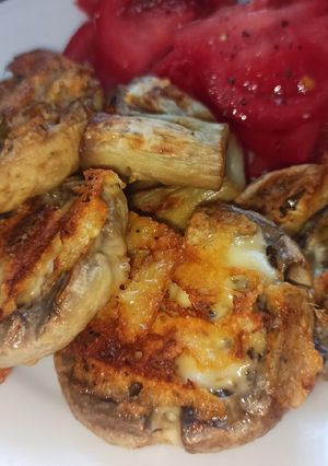 Sajtos gomba kontakt grillben recept fotója