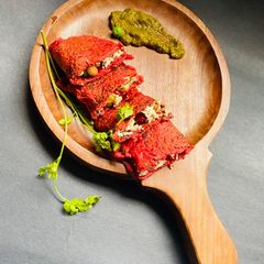 A picture of Red velvet roulade.